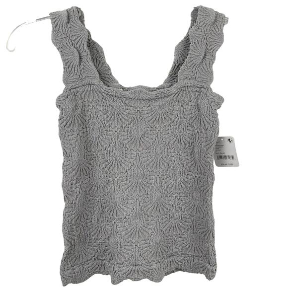 Free People Tops - Free People Intimately Cami Love Letter Tank Top Gray Stretch Floral NEW Sz M/L
